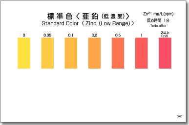 パックテスト標準色 5枚組 亜鉛(低濃度)